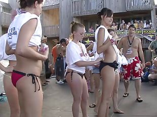 Randy sluts in public bikini party showing of ass and boobs