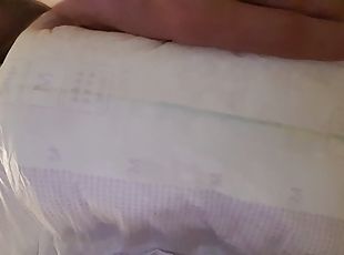 Abdl, jerking off, soaked diaper 