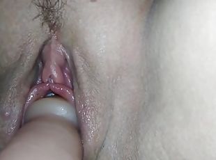 grande, orgasmo, esposa, bbw, dildo