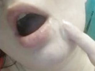 Licking fresh cum from my face - He cum all over my face and i gonn...