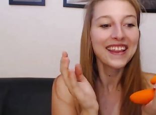 Ginger ninfo needs a big dildo and she started destroying her pussy with it.