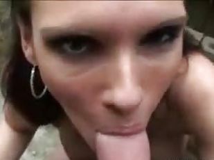Sexy POV Blowjob Outdoors With a Teen Brunette
