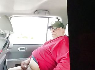 papá, masturbación, al-aire-libre, público, gay, coche, pajeándose, americano, papi, abuelo