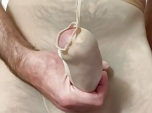 papa, masturbation, amateur, énorme-bite, gay, secousses, culotte, horny, pappounet, en-nylon