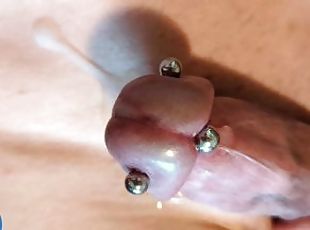 Upclose Precumming Pierced Cock that Can't Hold Back and Cums Hands...