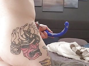 orgasmi, amatööri, anaali, lelu, gay, dildo, soolo, valkoinen, tatuointi