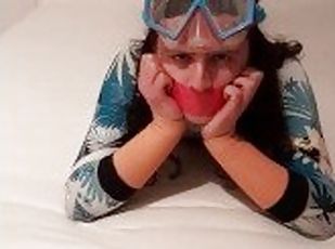 Very Cute Transgirl Masturbation & Breathplay in Wetsuit????????