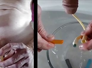 Catheter insertion, masturbate and cum