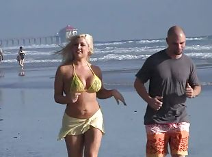 groß-titten, schwer, pornsterne, gangbang, paar, strand, bikini, brüste