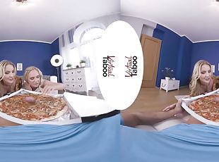 pov, blondýna, pizza