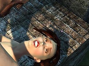 Busty 3D cartoon babe getting fucked hard by a zombie