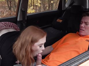 Fake Driving School - Redhead Distracts With No Bra On 2 - Lenina C...