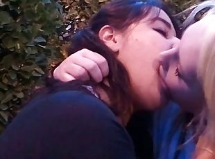 Deep kissing amateur girls dare