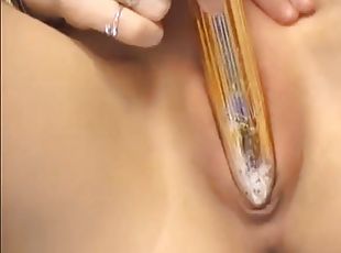 Skinny emo girl with tattoos enjoys pussy toying on webcam