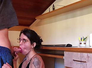 Amateur with nerdy glasses tries cock on cam for the first time