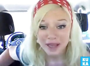 Norwegian blonde masturbating in her car