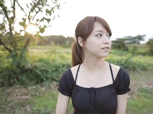 Cute Sayuki Kanno gives a nice blowjob outdoors