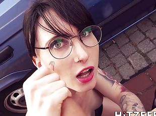 Euro POV porn - Andy Star fucks hottie girl Lou Nesbit in public - ...