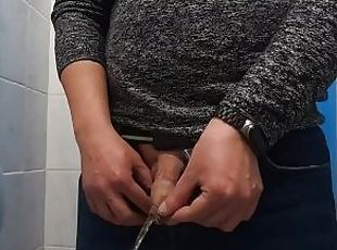 masturbation, bureau-office, pisser, public, amateur, branlette, secousses, toilette, solo