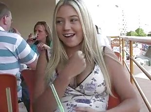 Stunning Alison Angel shows her natural boobs in public