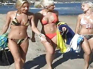 utendørs, babes, strand, bikini, virkelig