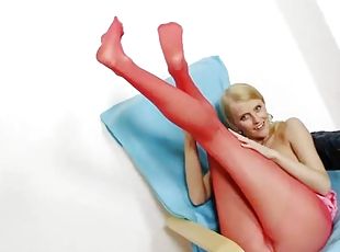 masturbation, strumpbyxor, brudar, trosor, blond, fetisch, ensam, nylon, verklighet