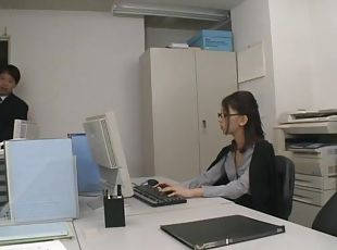azijski, očala, pisarna, japonka, realnost