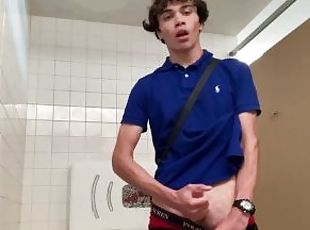 Gay Teen Model Masturbates Inside colleges Public Restroom! *Almost...