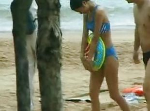 bañando, al-aire-libre, amateur, playa, espía, guapa, bikini, realidad