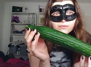 18yo TEEN FUCKS HUGE CUCUMBER!!!  Small Tits, Shy Teeny, Perfect bo...