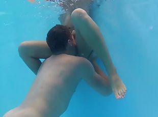 hardcore, massasje, par, gal, svømmebasseng
