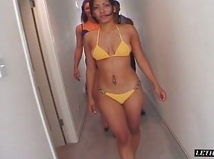 anal-sex, schwer, 3etwas, bikini, kuh-mädchen