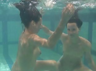 lesbiana, natural, piscina, impresionante, erótico, submarino