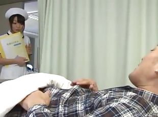Japanese nurse sucks and rides some patient's hard cock