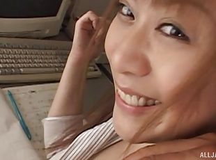 Asian office lady Hina Aizawa gets banged with a pussy toy