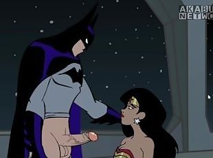 Batman Pounding Wonder Woman's Both Holes and Cum on her face carto...