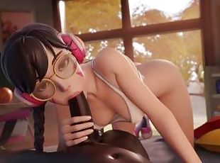 Cute, Sexy and Lovely Dva in Glasses Making Blowjob [Grand Cupido](...