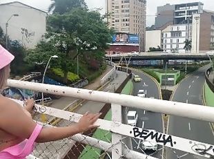 Training in my city while being controlled by Lovense, I end up dripping at the Cristo Rey viewpoint