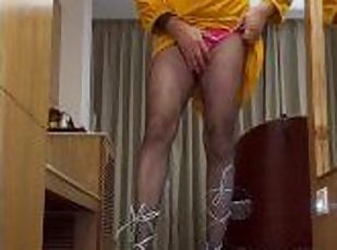 Indian Sissy Femboy Crossdresser Jessica Yello Sexy Yello Dress Str...