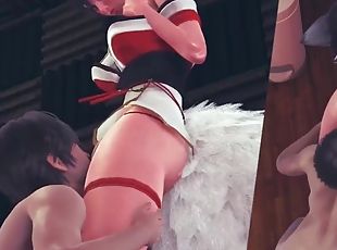 asien, groß-titten, doggy, beule-schuss, schwer, japanier, creampie, anime, hentai, 3d