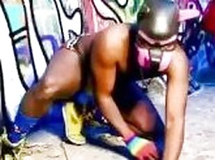 Trans FTM Public Lewd PuppyPlay Outdoors Post op Bigass Jockpussy Bussy Transgender Striptease Shoot