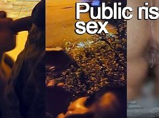 Public sex. She sucks my cock on street. Anal on terrace of buildin...