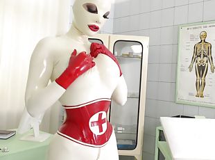 masturbation, fantaisie, assez, fétiche, latex, solo, hôpital, jambes