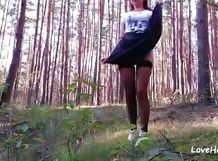 Beautiful amateur mature woman getting fucked in the woods by her man