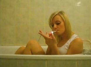 bañando, adolescente, fetichista, fumando