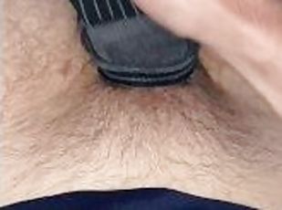 morning wood while I'm home alone loud moaning huge cumshot into sock toy vertical