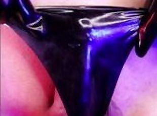 amatør, handjob, brasil, fetisj, latex, alene, brunette, stringtruse