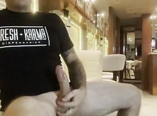 Jacking off watching porn and Playing on cam 9 inch Fat Cock on tat...