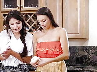 Adria Rae seduces her stepmom in the kitchen while baking