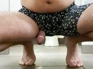 Naked bare feet taking a piss in a public restroom desperate moanin...